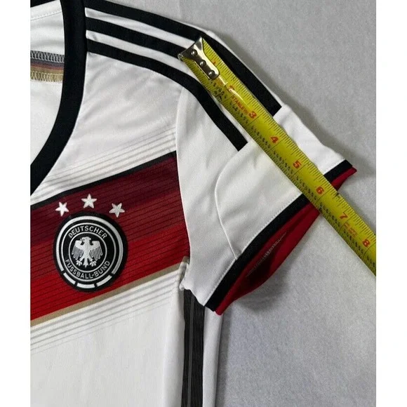 Adidas Shirt Deutscher Fussball-Bund Soccer Climacool Women Medium White V Neck - Picture 10 of 16